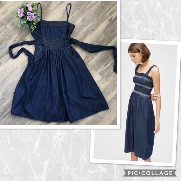 Vintage Dresses & Skirts - Vintage Denim Style Square Neckline Dress